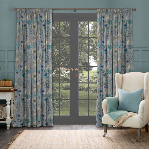 Floral Blue M2M - Oceania Printed Made to Measure Curtains Mineral Voyage Maison
