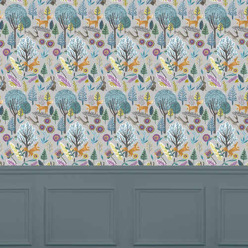 Floral Blue Wallpaper - Oronsay  1.4m Wide Width Wallpaper (By The Metre) Mineral Voyage Maison