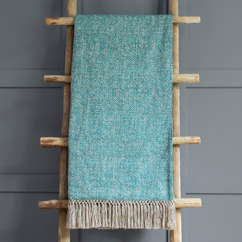 Plain Blue Throws - Oryx Woven  Throw Azure Voyage Maison