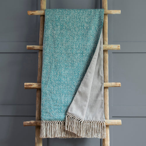 Plain Blue Throws - Oryx Woven  Throw Azure Voyage Maison