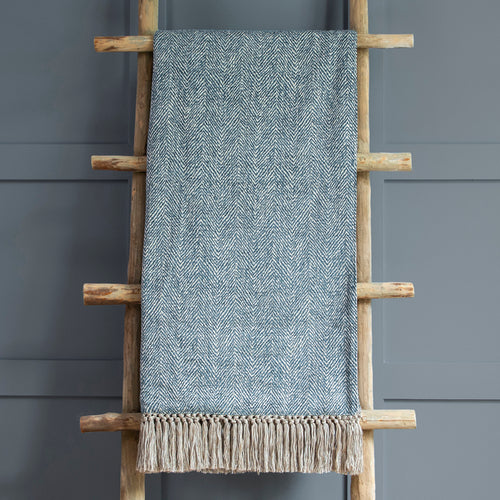 Plain Blue Throws - Oryx Woven  Throw Capri Voyage Maison