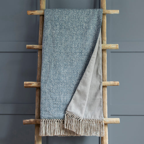 Plain Blue Throws - Oryx Woven  Throw Capri Voyage Maison
