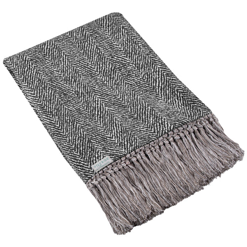 Plain Grey Throws - Oryx Woven  Throw Charcoal Voyage Maison