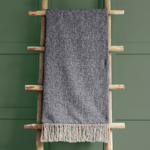 Plain Grey Throws - Oryx Woven  Throw Slate Additions