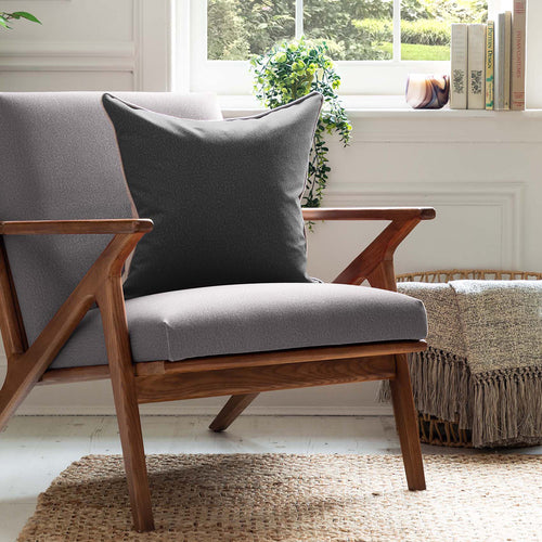 Plain Grey Cushions - Palermo  Feather Filled Cushion Charcoal Voyage Maison