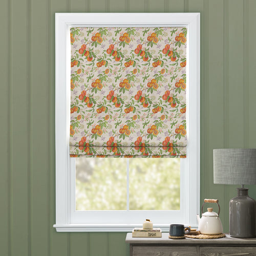 Floral Orange M2M - Peach Harvest Printed Cotton Made to Measure Roman Blinds Cream Voyage Maison
