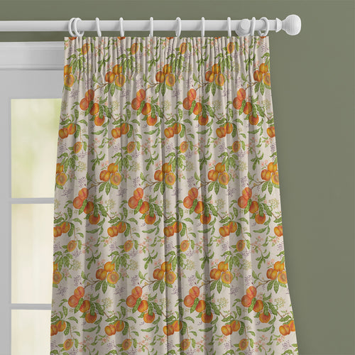 Floral Orange M2M - Peach Harvest Printed Cotton Made to Measure Curtains Cream Voyage Maison