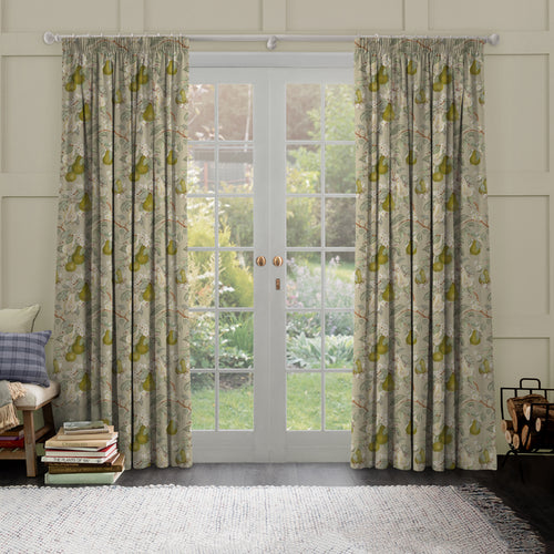 Floral Green M2M - Pear Harvest Printed Cotton Made to Measure Curtains Hazel Voyage Maison