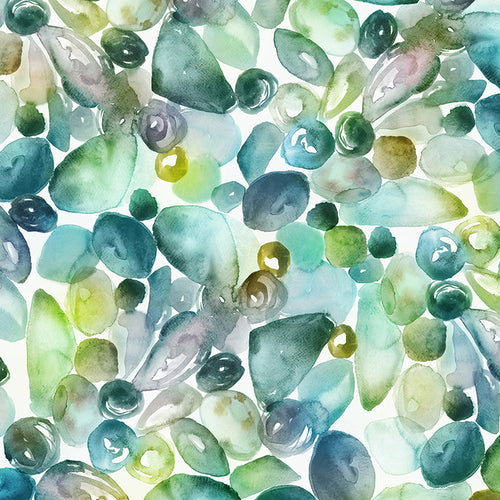 Abstract Green M2M - Pebbles Printed Cotton Made to Measure Roman Blinds Kelpie Voyage Maison