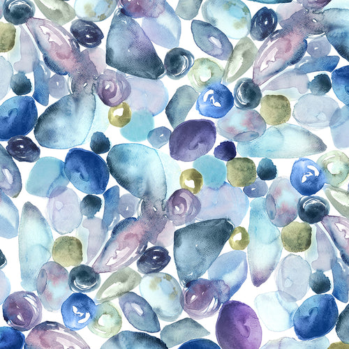 Abstract Blue M2M - Pebbles Printed Cotton Made to Measure Roman Blinds Marine Voyage Maison