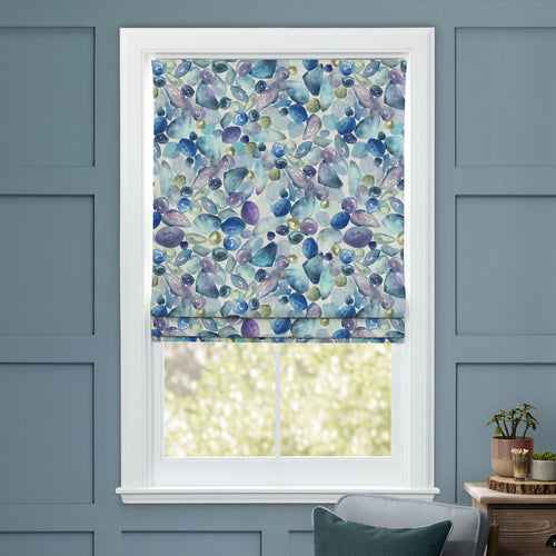 Abstract Blue M2M - Pebbles Printed Cotton Made to Measure Roman Blinds Marine Voyage Maison