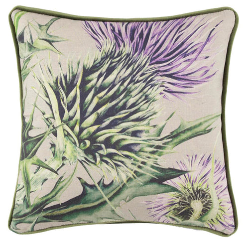 Marie Burke Penton Small Printed Feather Cushion in Damson