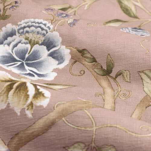 Animal Pink Curtains - Porcelain Garden Printed Chenille Room Darkening Pencil Pleat Curtains Blush Sanderson