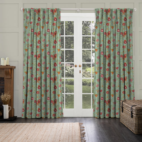 Floral Green M2M - Pomegranate Grove Printed Cotton Made to Measure Curtains Oasis Voyage Maison