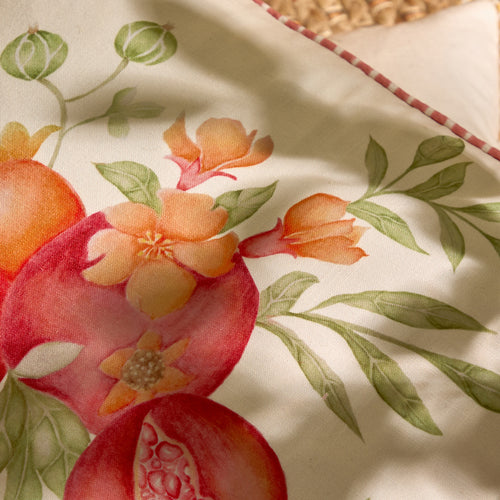 Floral Red Cushions - Pomegranate Trellis Printed Outdoor Square Polyester Filled Cushion Red Voyage Maison