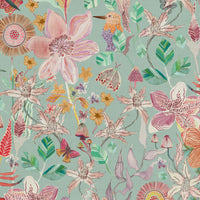 Samples - Primrose Printed Cotton Fabric Sample Swatch Duck Egg Blue Voyage Maison