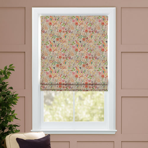 Floral Orange M2M - Primrose Printed Cotton Made to Measure Roman Blinds Apricot Voyage Maison