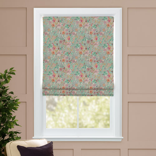 Floral Blue M2M - Primrose Printed Cotton Made to Measure Roman Blinds Duck Egg Blue Voyage Maison