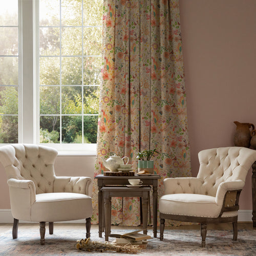 Floral Orange M2M - Primrose Printed Cotton Made to Measure Curtains Apricot Voyage Maison
