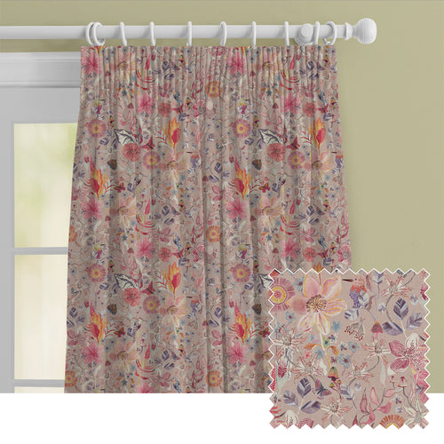 Floral Pink M2M - Primrose Printed Cotton Made to Measure Curtains Blush Voyage Maison