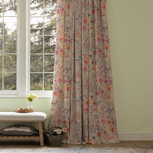 Floral Pink M2M - Primrose Printed Cotton Made to Measure Curtains Blush Voyage Maison