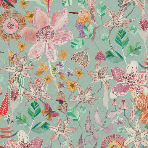 Floral Blue M2M - Primrose Printed Cotton Made to Measure Curtains Duck Egg Blue Voyage Maison