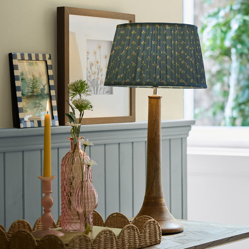 Floral Blue Lighting - Raja Pleated Tapered Lamp Shade Denim Voyage Maison