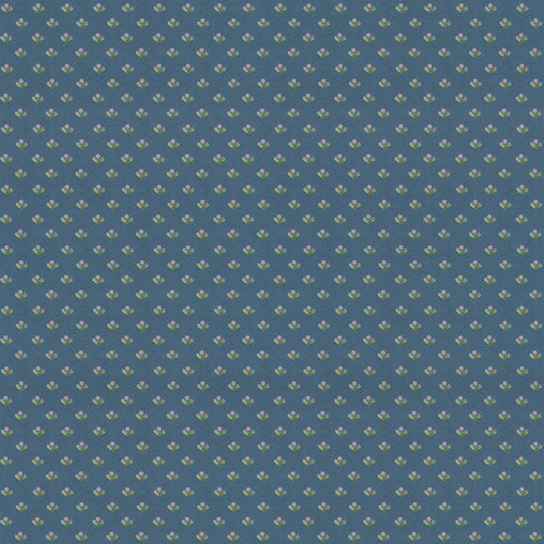 Floral Blue Fabric - Raja Printed Cotton Fabric (By The Metre) Denim Voyage Maison