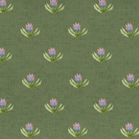 Samples - Raja Printed Cotton Fabric Sample Swatch Sage Voyage Maison