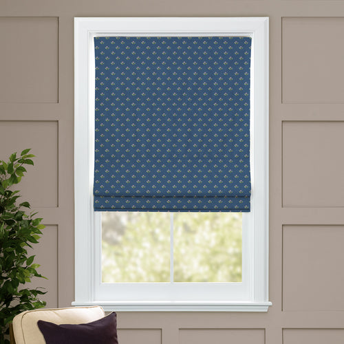 Floral Blue M2M - Raja Printed Cotton Made to Measure Roman Blinds Denim Voyage Maison