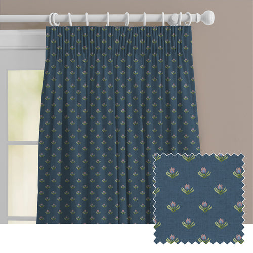 Floral Blue M2M - Raja Printed Cotton Made to Measure Curtains Denim Voyage Maison