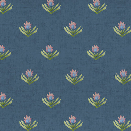 Floral Blue M2M - Raja Printed Cotton Made to Measure Curtains Denim Voyage Maison