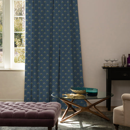 Floral Blue M2M - Raja Printed Cotton Made to Measure Curtains Denim Voyage Maison