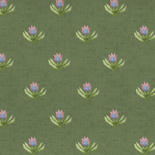 Floral Green M2M - Raja Printed Cotton Made to Measure Curtains Sage Voyage Maison