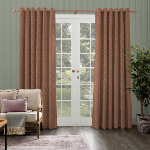 Floral Orange M2M - Raja Printed Cotton Made to Measure Curtains Terracotta Voyage Maison