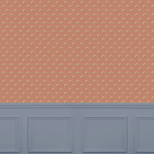 Floral Orange Wallpaper - Raja  1.4m Wide Width Wallpaper (By The Metre) Terracotta Voyage Maison