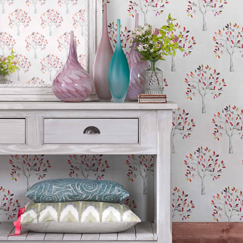 Floral Pink Wallpaper - Rinjani  1.4m Wide Width Wallpaper (By The Metre) Summer Voyage Maison