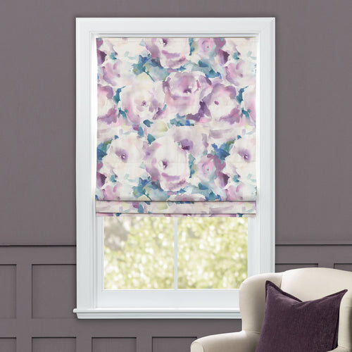 Floral Purple M2M - Rosa Printed Cotton Made to Measure Roman Blinds Orchid Voyage Maison