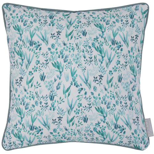 Floral Blue Cushions - Saana Printed Piped Feather Filled Cushion Teal Voyage Maison