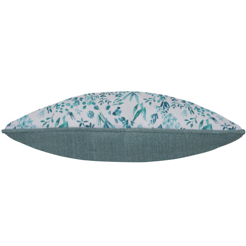 Floral Blue Cushions - Saana Printed Piped Feather Filled Cushion Teal Voyage Maison