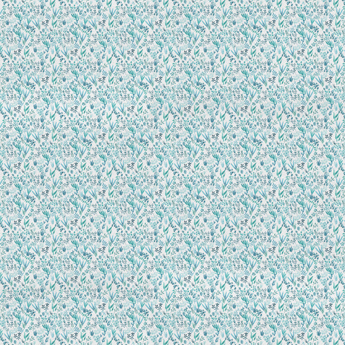 Abstract Blue Fabric - Saana Printed Cotton Fabric (By The Metre) Teal Voyage Maison