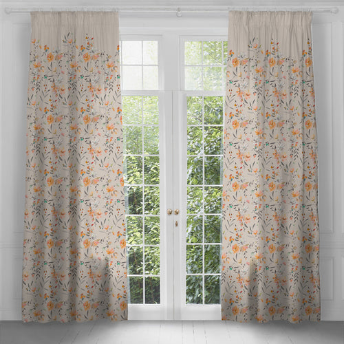 Floral Green Curtains - Saiyuri Printed Pencil Pleat Curtains Peridot Voyage Maison