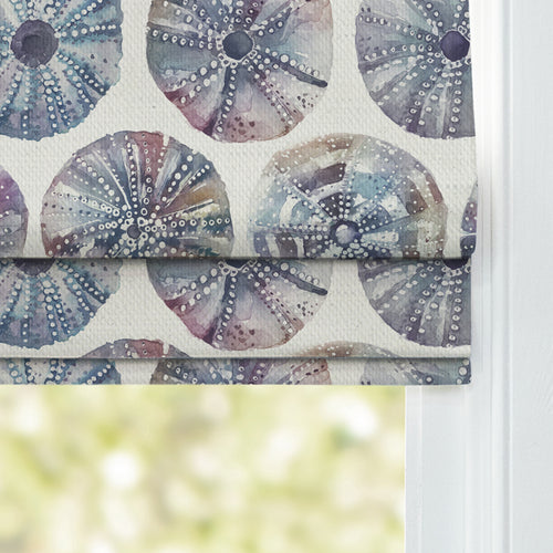 Abstract Purple M2M - Sea Urchin Printed Cotton Made to Measure Roman Blinds Abalone Voyage Maison