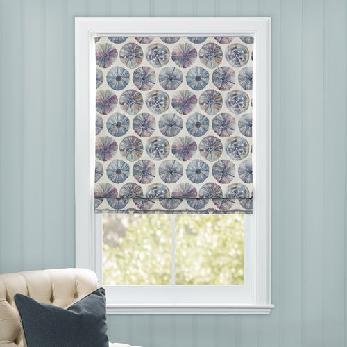 Abstract Purple M2M - Sea Urchin Printed Cotton Made to Measure Roman Blinds Abalone Voyage Maison
