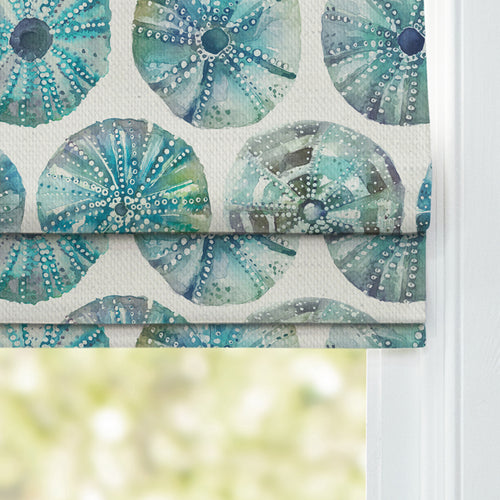 Abstract Blue M2M - Sea Urchin Printed Cotton Made to Measure Roman Blinds Kelpie Voyage Maison