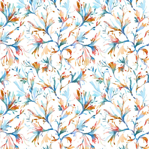 Floral Blue Fabric - Seaweed Printed Cotton Fabric (By The Metre) Cobalt Voyage Maison