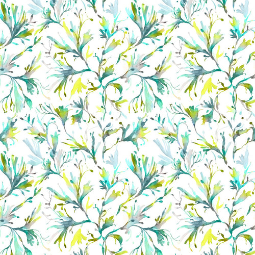 Floral Blue Fabric - Seaweed Printed Cotton Fabric (By The Metre) Kelpie Voyage Maison