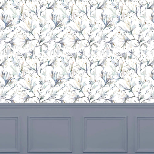 Grey Wallpaper - Seaweed  1.4m Wide Width Wallpaper (By The Metre) Slate Voyage Maison
