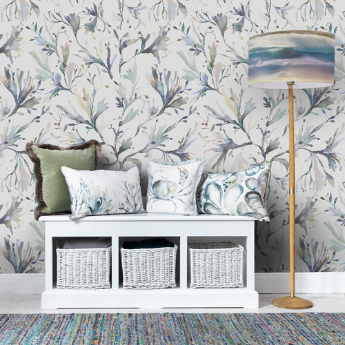 Grey Wallpaper - Seaweed  1.4m Wide Width Wallpaper (By The Metre) Slate Voyage Maison