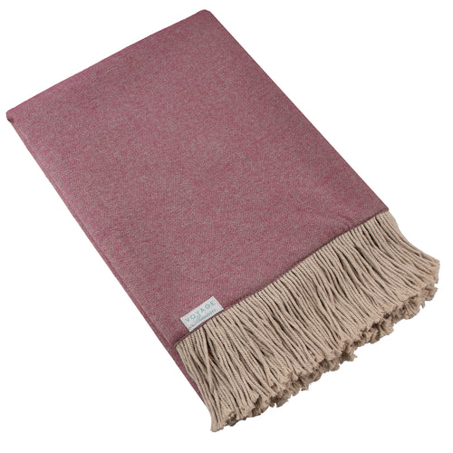 Plain Pink Throws - Selkirk Woven  Throw Rosehip Voyage Maison